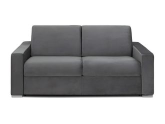 VENTE-UNIQUE.COM Sof&aacute; cama terciopelo 3 plazas gris antracita 194x223cm