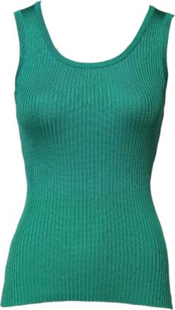 Dolce & Gabbana Katoenen T-shirt met korte mouwen en print - Dames - Tops zonder mouwen - Groen - S - Katoen - Tops