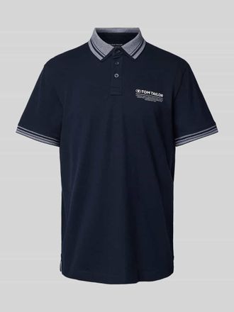 Tom Tailor Regular Fit Poloshirt mit Label-Print in Marine, Größe S