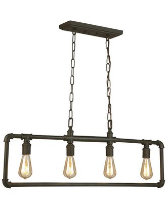 Eglo Eglo Wymer 4 Light Open Frame, Open Bulb Linear Pendant With Matte Bronze Finish