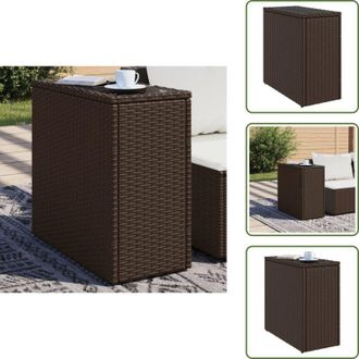 vidaXL Tavolo esterno - vidaXL Tavolino Giardino Piano Vetro Marrone 58x27,5x55 cm Polyrattan - Tavolo in rattan