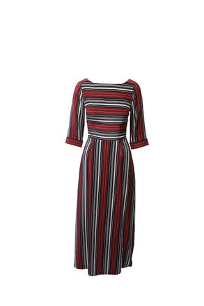Temperley London Striped Maxi Dress in Red Silk