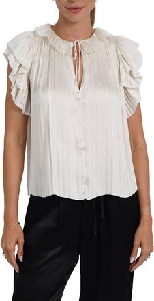 Love Token Daphne Flutter Sleeve Top In Pearl