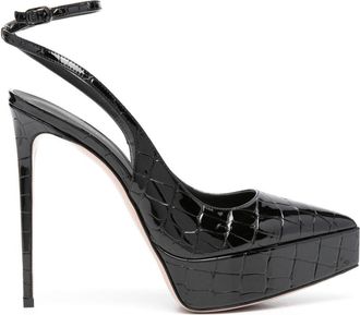 Le Silla Uma 140mm slingback pumps - women - Lycra/Goat Skin/Calf Leather/Polyurethane/Rubber/Calf Leather - 41.5 - Black