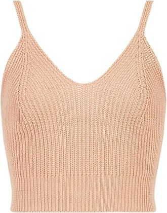A|X Armani Exchange Borstelkleur Dames Top - Dames - Tops zonder mouwen - Beige - XS - Katoen - Tops