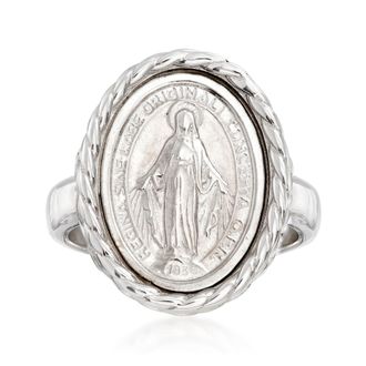Ross-Simons Italian Sterling Silver Miraculous Medal Oval Ring