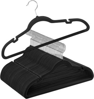 OEM Paquete De 50 Perchas Antideslizantes, Con Muescas Para Los Hombros, Barra Para Pantalones, Gancho Giratorio De 360&deg;, Ahorran Espacio, 0,6 Cm De Groso