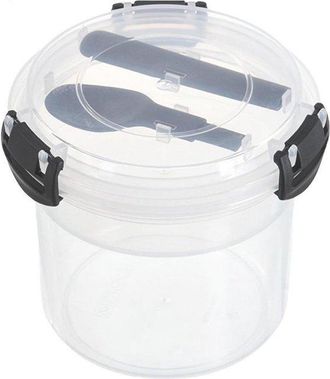 OEM Taza Para Desayuno Para Llevar, Taza Port&aacute;til Para Avena Nocturna Con Cuchara, Olla De Boca Ancha Para Ensalada Con Tapa (color: Transparente)