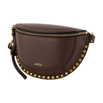 Isabel Marant Gold-Studded Leather Crossbody Bag - Brown