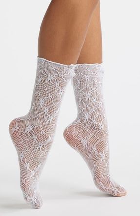 Stems Love Lace Bow Socks in White at Nordstrom
