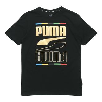 Puma Bronzing Large Logo Printing Short Sleeve Black 586589-01