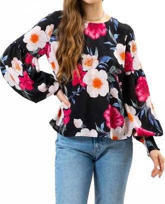 Blu Pepper Enchanted Floral Blouse In Black