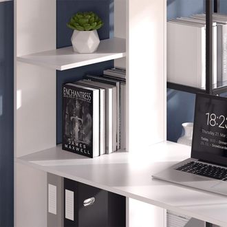 Vicco Escritorio Tower, Blanco, 122.2 X 55.2 Cm Con 4 Compartimentos