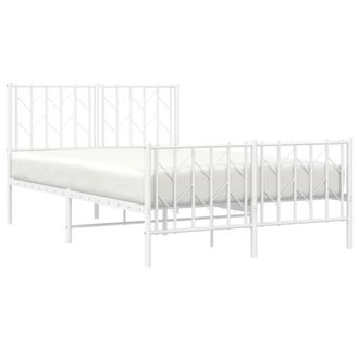 Berkfield Home Metal Bed Frame without Mattress with Footboard&not;White 120x190cm in White | Size: 120x190 cm
