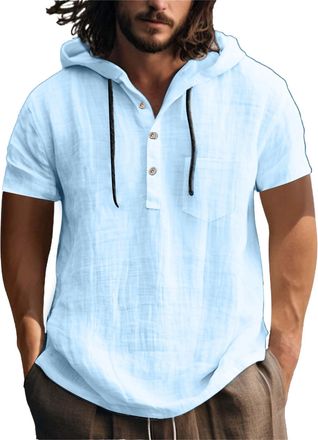Generic Short Sleeve Tee Shirt for Men Basic Blouse New Europe and The States Cotton and Linen Shirt Sweater Short Sleeved Spring and Summer Casual Mens Beach
