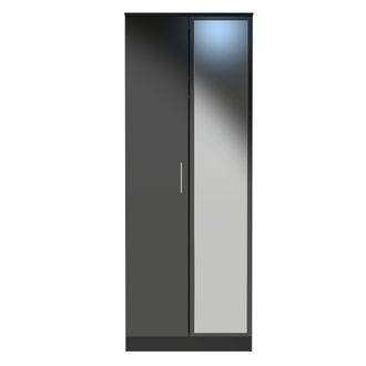 Welcome Furniture Denver Ready Assembled Wardrobe with 2 Doors and Mirror - Black - Welcome Furniture | TJ Hughes