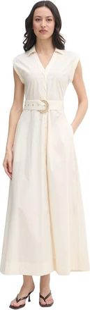 Gaud&igrave; Abito midi con scollo a V e cintura - - Dresses - Donna - Beige - XS