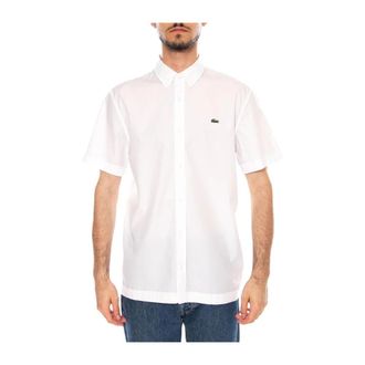 Lacoste Regular Fit Poplin Overhemd met Korte Mouwen - Heren - Korte mouwen Overhemden - Wit - XL - Katoen - Overhemden