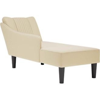 vidaXL Vidaxl - Chaise Longue Con Reposabrazos Derecho Tela Crema