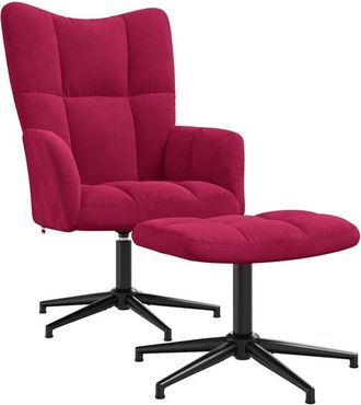 vidaXL Sill&oacute;n De Relax Con Taburete Terciopelo Rojo Tinto Vidaxl