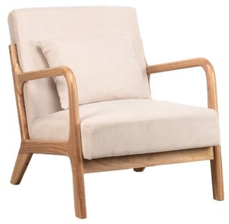 Nordlys Sill&oacute;n en madera y terciopelo beige