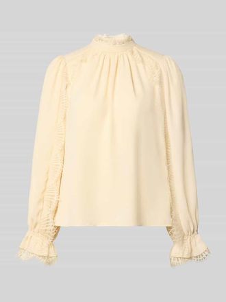 Marc Cain Regular Fit Bluse mit Spitzenbesatz in Sand, Gr&ouml;&szlig;e 34