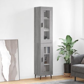 vidaXL Aparador Alto Madera Contrachapada Gris Sonoma 34,5x34x180 Cm Vidaxl
