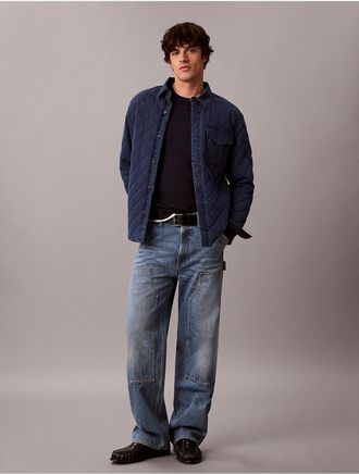 Calvin Klein Jeans Calvin Klein Mens Quilted Nylon Overshirt - Blue - 2XL
