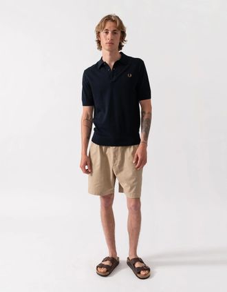 Fred Perry Mens Fred Perry Mens Cotton Knitted Shirt - Navy 608 - Black - Size: 40