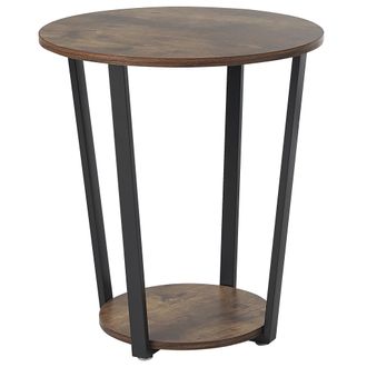 Beliani Beliani - Mesa Auxiliar Madera Oscura Tablero De Mdf Negro 50 Cm Patas De Metal Industrial Sala De Estar Orick