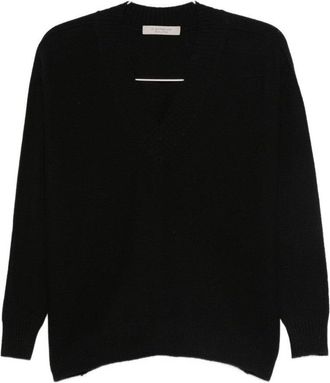 D.exterior Luxe Wool-Cashmere Blend Sweater With V-Neck Design
