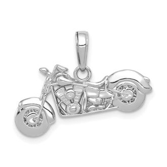 Diamond2Deal 14K Gold Polished and Textured 3-D Motorcycle Pendant