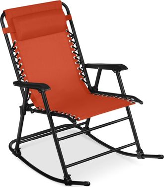 Best Choice Products Folding Outdoor Zero Gravity Rocking Lounge Chair w/ Headrest Pillow