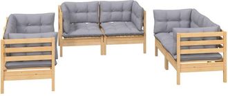 vidaXL 6pcs Garden Lounge Set Con Almohada Gris Kidglass - 299006