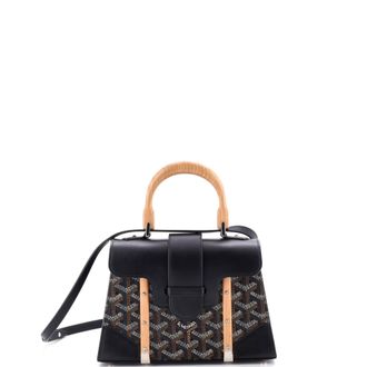 Goyard Structured Saigon Top Handle Bag Coated Canvas with Leather Mini