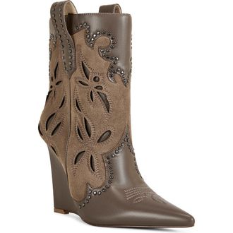 Azalea Wang Talayah Western Wedge Bootie in Brown at Nordstrom Rack, Size 8.5