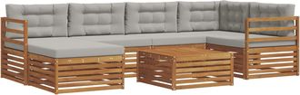 vidaXL Conjunto De Sof&aacute;s De Exterior 7 Uds. Gris Natural Y Claro Vidaxl
