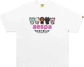 A Bathing Ape x Aespa Baby Milo Relaxed Fit T-Shirt White 2M73-110-909-WHT
