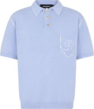Dsquared2 Silk-Nylon Blend Polo Shirt with Ribbed Hem
