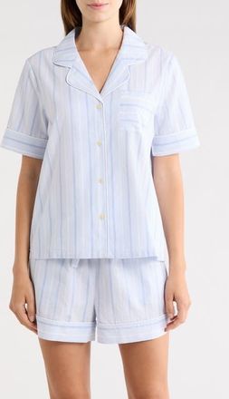 Nordstrom Classic Short Cotton Pajamas in Blue Parker Stripe at Nordstrom, Size X-Large