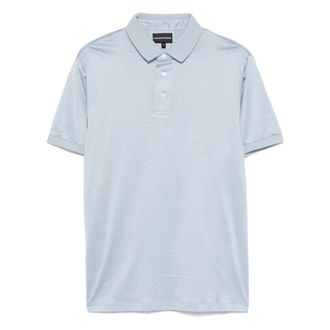 Emporio Armani Polo Shirts, male, Blue, 2XL, Eco-friendly Polo Shirt with Buttons