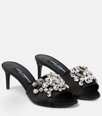 Dolce & Gabbana Crystal-embellished satin mules