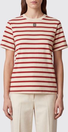 Tory Burch T-shirt slim fit in cotone a righe con logo Double T