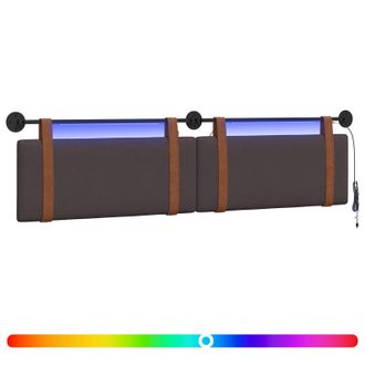 vidaXL Cabecero Colgante Con Luz Led Marr&oacute;n Oscuro Pu Antiguo Vidaxl