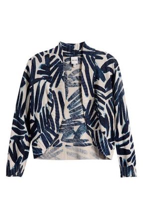 Nic+Zoe Painted Palms Cardigan in Indigo Multi at Nordstrom, Size Xx-Large