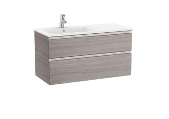 Roca Roca - Pack Unik Mueble Base De 2 Cajones + Lavabo The Gap Color: Roble City Texturizado - Medidas: 1005x460x537 Mm - Posici&oacute;n Del Lavabo: Izquierda