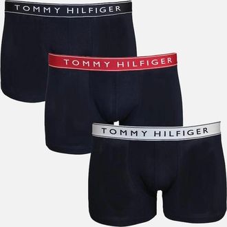 Tommy Hilfiger Mens Tommy Hilfiger 3-Pack Everyday Essentials Boxer Trunks, White/Medium Red/Desert Sky - Black/Black - Size: 32/33/32