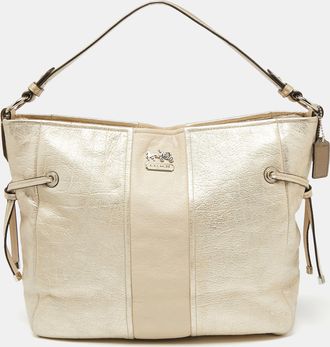 Coach Light Gold Leather Side String Shoulder Bag