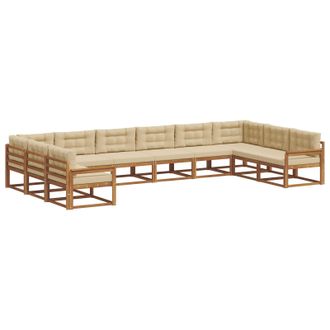 vidaXL Conjunto De Sof&aacute;s De Exterior 10 Uds. Natural Y Beige Vidaxl