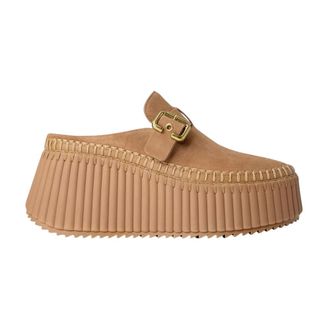 Chlo&eacute; Schoenen, Dames, Bruin, 40 EU, Leer, Nama Wedge Mules